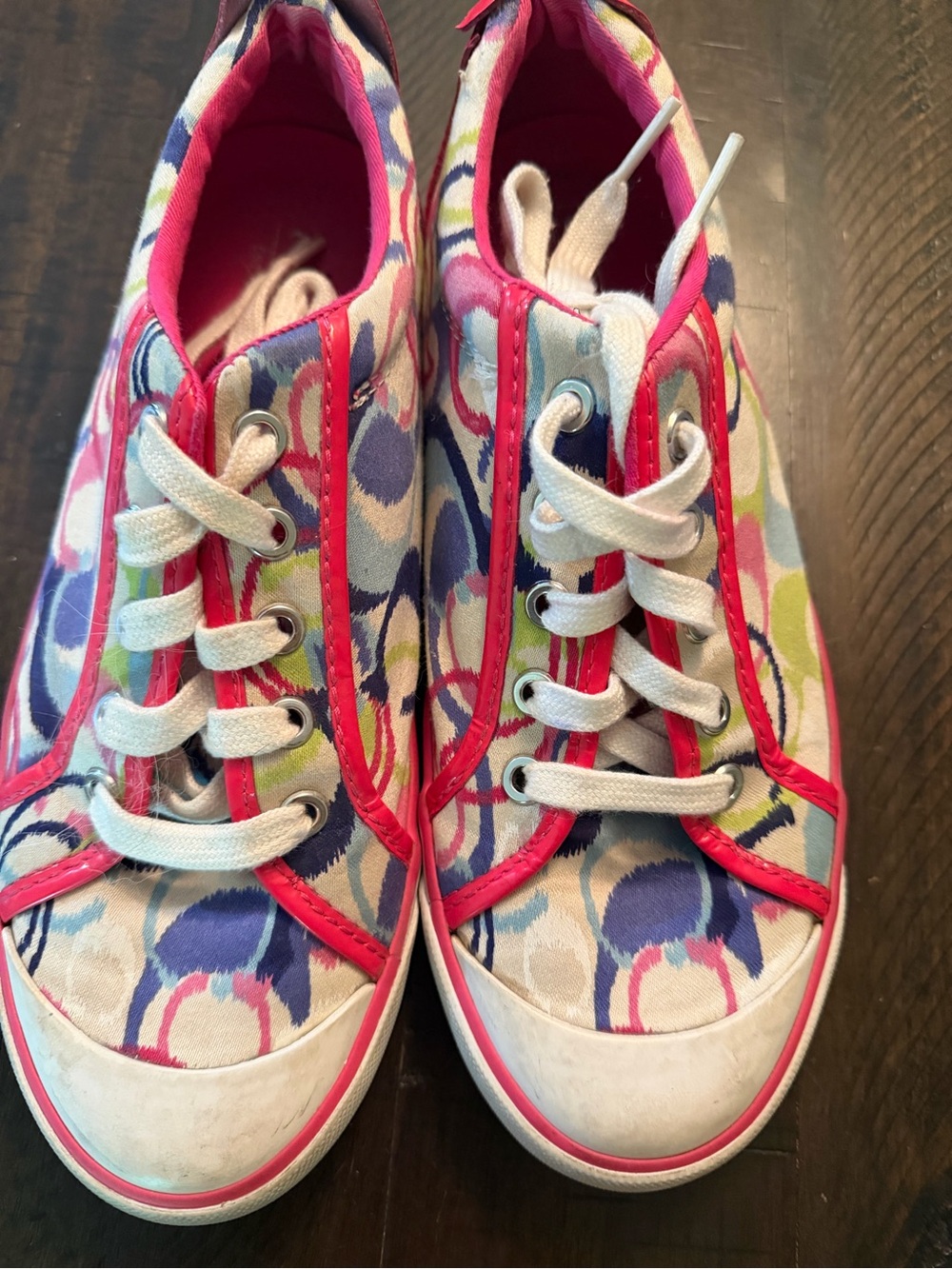 Coach Kids Pink Multi-Color Print Sneakers